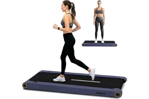 Squatz 2-i-1 Walking Pad-löpbandsmatta med handtag & vibrationsplattor – Kompakt walking pad med LED-display, enhetshållare
