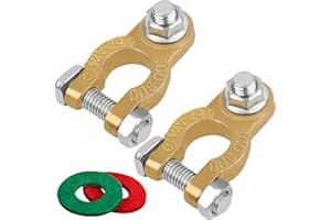 JatilEr Cosse Batterie 12V 1 Paire, Cosse de Batterie 12V M8 Bolt, Connecteur Batterie 12v de Voiture en Cuivre, Bornes de Batterie de Loisir Avec Tampon Anticorrosion Pour Voitures, Camions, Caravane