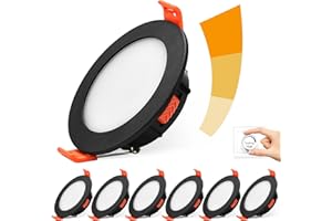 ‎BOYIR BOYIR Einbaustrahler Schwarz Dimmbar 230V LED Spots 6W 600LM IP44 Bad Einbauleuchten, 68mm Lochmaß Deckenspots, Warmweiß Neutralweiß Kaltweiß Deckenstrahler für Badezimmer,Wohnzimmer,Küche, 6er Set