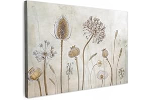 MuchoWow© Cuadros para Salon 90x60 cm Foto con Lienzo Canvas Laminas Cuadro Dormitorio Decoracion Hogar Pared Quadro Flores - Acuarela - Naturaleza muerta - Marrón - Vintage