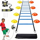 Kezidhp Football Training Set Cones Agility Ladder 6m Launcher | 12 Cones &amp; Pitcher, Ideal Soccer Lovers, Improve Coordinatio