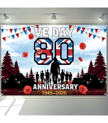 VE-Day 80. Jahrestag Flagge & Banner 2025 – 8 Meter Wimpelkette Für Garten, Straße, Schule, Pub