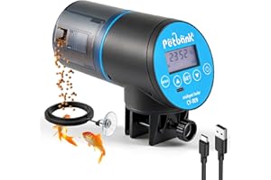 Petbank USB Charger Automatic Fish Feeder - Large-Capacity Lithium Battery for Aquarium Fish Tank with LCD Display, Food Dispenser (Blue)