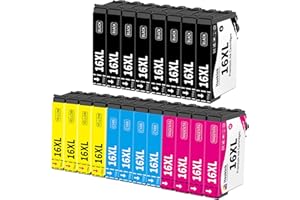 HOOKINK 20-Pack 16XL 16 XL Cartucce Compatibili per Cartucce Epson WF-2510 WF-2630 WF-2750 per Workforce WF-2660 WF-2010 WF-2520 WF-2530 WF-2540 WF-2650 WF-2760 Stampante (8 Nero 4 Ciano 4 Magenta 4 Giallo)
