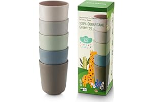 Dulce Worlds BIO ZUCKERROHR Kleinkindbecher 300 ml, 5 Stück - LFGB & USDA Zertifizierter Kinderbecher - BPA Frei - Spülmaschinenfest, Wiederverwendbar, Unzerbrechlich – Graublau