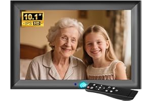 OBVHNUA Cadre Photo Numérique 10,1 Pouces Cadre Digital Cadre Photo Électronique 1280x800 HD IPS Écran avec Télécommande USB Carte SD Rotation Automatique Photo Vidéo Musique Montage Mural