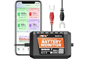 (Uppgraderad BM200) ANCEL BM300Pro 6V 12V 24V Batterimonitor - Bluetooth 5.3 Bilbatterimonitor med laddning, startsystemtest