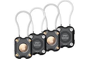 DEERLET Airtag-Halter mit Drahtkabel, AirTag-Schlüsselanhänger, IPX7 wasserdicht, 360° Harter Schutz-Air-Tag, Schlüsselanhänger-Halter für Apple Air-Tag für Schlüsselanhänger, Auto, Gepäck, 4 Stück