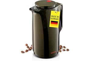 ROTPUNKT Isolierkanne 1L - Premium Kaffekanne Made in Germany I Hält bis zu 24 Std heiß I Warmhaltekanne für Kaffee und Tee (Maxima 760, Black Honey)