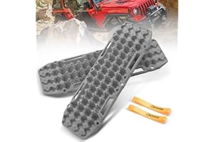 BUNKER INDUST Off Road Traction Boards, Pair Recovery Tracks Traction Mat for 4x4 Truck Jeep Mud, Snow, Sand Ramp-Grey Emergency Tire Traction Pads