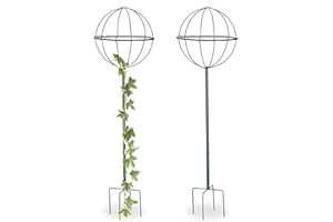 Relaxdays Rankhilfe, 2er Set, Kugel, freistehend, Beet, Topfpflanzen, wetterfest, Kletterhilfe, H: 118,5 cm, dunkelgrün