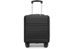 KONO Koffer Klein 16 Zoll Leicht ABS+PC Hartschalenkoffer mit Zahlenschloss Reisekoffer mit 4 Rollen Handgepäck für Ryanair und easyJet 45x35x20cm, Schwarz