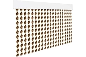 HOME MERCURY – Cortina Espiral para Puerta Exterior o Interior, Material PVC – Libre de Insectos (200x90CM, Marron+Filo Beig R2)