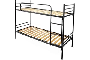 Filoben-com Letto a Castello NERO per Adulti e Bambini 198x80 cm Altezza 150 cm, Scomponibile in 2 Letti Singoli