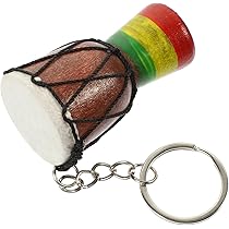 Portachiavi A Forma Di Djembe Africano - 3 Pezzi In Legno Con Ciondolo Tamburo, Regalo Etnico - Foto 2