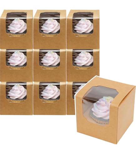 La Llareta Cupcake Box, 20 Pieces Cake Muffin Box, Cupcake Box, With Observation Window And Removable Inner Stand, For Biscuits, Cupcakes, Pastry Containers (1 Hole