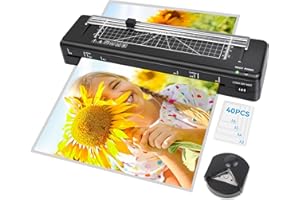 BAYGE Plastificadora A3 Laminadora con 40 Bolsas de Plastificación A3 A4 A5 A6 con Incorporar cortador de papel, redondeador de esquinas, Laminadora en frío versátil para oficina, hogar y escuel