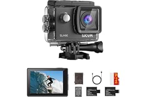SJCAM SJ4000 4K Action Camera with 64GB Card,40MP EIS Stabilization,3-Axis Motorcycle Helmet Sport Camera, 170° FOV | 30M Waterproof Underwater Camera, 5X Zoom,Dual Batteries