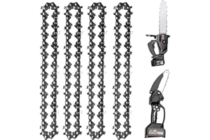 Jortmrd 4 Pezzi Catene Motosega 6 Pollici 1/4" 1.1mm 37TG Catena Universali per Mini Motosega a Batteria a Mano da 6 Pollici Saw Chain per Lavorazione del Legno, Rifinitura, Giardino