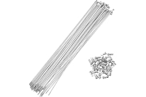 A ABSOPRO Lot de 36 Rayons de Vélo 14G avec 36 écrous pour Roues de VTT en Acier au Carbone Ton Argent