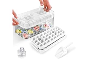 SEACHRGIF Cubiteras Para Hielo, Moldes Hielo,Bandeja Hhielo,Cubitera de Grado Alimenticio, Liberación de Todos Los Cubitos de Hielo en un Segundo, Molde Hielo Reutilizable Para 64 Ice Cube Tray （blanco）