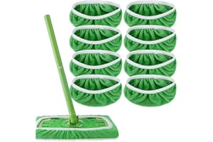 Anttyscar Tücher Wiederverwendbare für Swiffer Sweeper Mop, Pads Reusable Waschbare Nachfüllpacks für Nass- und Trockengebrauch, 8er-Pack Grün