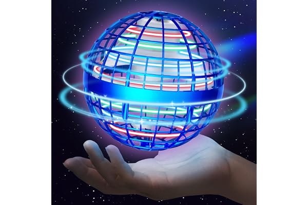 Sosuy 2026 Boule Volante Lumineuse Noel Jouet Garcon, Magique Flying Boomerang Balle Qui Revient Mini Floating Ball Drone Jeux Exterieur Christmas Cadeau pour Garcon Fille Enfant Ado 6 7 8 9 10+ Blu