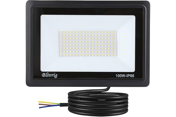 Blivrig Projecteur LED Extérieur 100W, Blanc Chaud 3000K, 10000LM Spot LED Projecteur Exterieur, IP66 Imperméable Spot Extérieur pour Terrasse, Patio, Chemins, Garage, Jardi