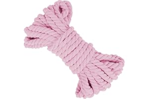 LEREATI Cuerda Macrame 8mm x 10m Hilo Macrame Cuerda de Algodon Natural Cuerda Gruesa, Algodó Cordel Cordón para DIY Manualidades, Colgador de Planta, Jardinería, Cortina Decoración (Rosa)