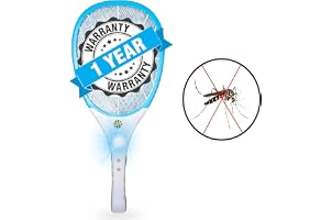 Woomzy Mosquito Bats Killer Racket Rechargeable Handheld Electric Fly Swatter with UV Light Lamp Racket USB Charging Base, El