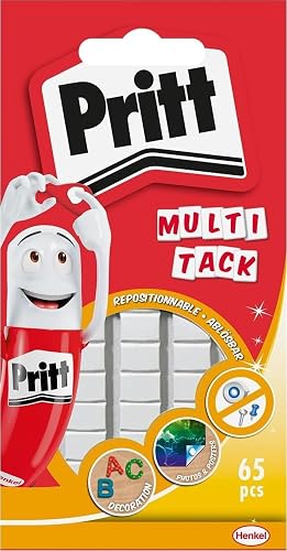 Pritt Multi Tack (1 pack de 65 pcs), cuadrados de masilla adhesiva blanca multiu