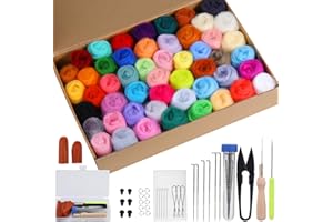 50 Farben Nadelfilz Set, Nadel Filz Wolle Nadelfilz Starter Set, 50 Farben Wolle Roving je 5 g, Grundlegende Filzwerkzeuge für Anfänger, DIY Handwerk, Weihnachten GeschenkHeimdekoration