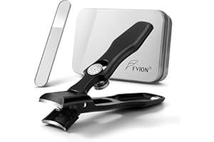 FVION Cortaúñas para Uñas Gruesas con Apertura Ancha sin Salpicaduras, Cortaúñas con Lima de Acero Inoxidable de los Pies para Hombre y Mujer Grande (negro)