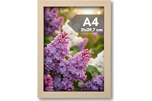 NOOGUI - Marco A4 - Madera Natural - 21x30 Cm - Frontal Antirreflejo - Ideal para Cuadros, Diplomas, Certificados, Posters o Puzzles - Posición en Vertical u Horizontal - Fácil de Limpiar