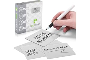 2DOBOARD Scrum Cartes Magnétiques Agile 7,5 x 7,5 cm - Ensemble de 25 Aimants - Gris - pour Tableau Magnétique.