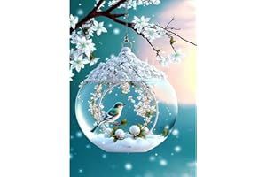 HEIBAGO Oiseau Diamont Painting Complet, 5D Arbre Peinture Diamant Adultes,Fleur Diamond Painting Complet Diamant Kit, DIY Animaux Strass Point de Croix Painting pour Murale Décoration 30x40cm