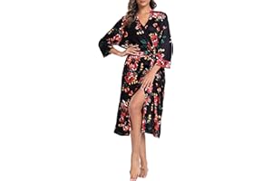 Lovasy Dressing Gowns for Women UK Lightweight Soft Women's Kimono Robe Long Knit Bathrobe Ladies Loungewear Nightwear