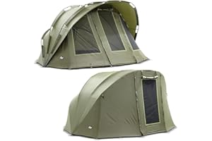 ‎LUCX Lucx Bobcat Bivvy Angelzelt für 1-2 Mann - wasserdichtes Karpfenzelt mit Überwurf (Winterskin), herausnehmbarer Bodenplane & 10.000 mm Wassersäule
