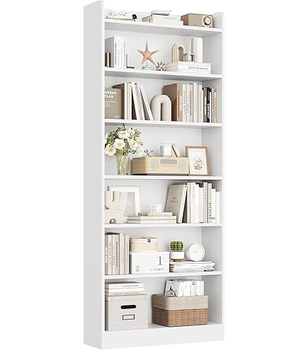 Nordivale Bücherregal Mit Türen - 6 Ebenen, 181cm Hoch, Weiß Für Wohnzimmer & Büro