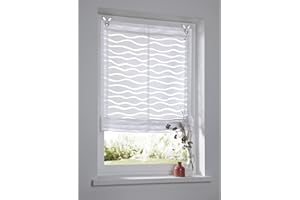KUTTI Enya Biała roleta rzymska ze wzorem na przelotkach, bez wiercenia, 80 x 140 cm