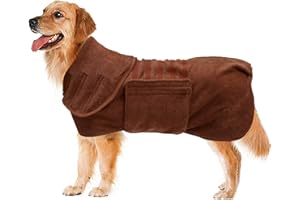 Geyecete Manteau de Séchage Rapide et Absorbant pour Chien et Chat, Microfibre Marron