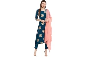 Janasya Indian Tunic Tops Krepp Kurti Set mit Dupatta für Frauen