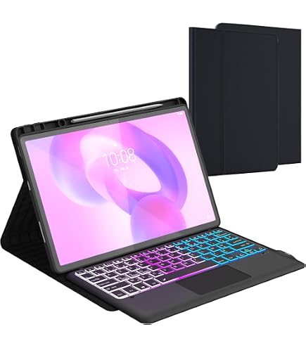 Clavier étui Pour Lenovo Tab Pro 12.7 / P12 Pro 12.7 - Rétroéclairage 7 Couleurs, Pavé Tactile, Détachable