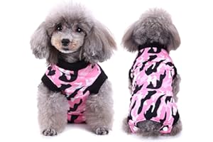 SELMAI Recuperación del Perro Alternativa de Cuello Traje de Cuerpo para Gato Cachorros Caninos Mascota Trajes de Recuperación Quirúrgica para Enfermedades De La Piel Heridas Moda Camuflaje Rosa XS
