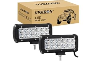 RIGIDON 2 Pcs Faros LED de Trabajo, 7 Pulgadas 36W, Spot Beam para Off Road Camión Coche ATV SUV 4x4 Tractor, Lámpara de Conducción 6000K Blanco, 12v 24v