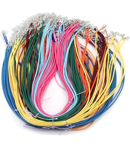 Cordoncini per collana, in pelle artificiale, con oschettone, in corda