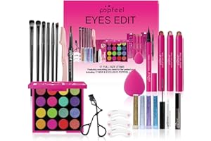 LHLXZQ Ensemble de Maquillage Femme, Kit de Démarrage de Maquillage avec Ombres Paupières Correcteur Rouge à Lèvres Mascara Blush, Trousse de Cosmétique Voyage pour Yeuxe Lèvres e Visage#4