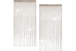 PetGlimmer 2 Pezzi Tenda a Fili per Porta, 100 x 200 cm Tenda Antimosche, Protezione Dalle Mosche Color Champagne a Fili per Interno, Stanza per Porta Adatte per Matrimoni, Bar, Ristoranti, Porte