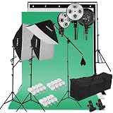 Kit Studio Photo Avec Softbox, Parapluies, Éclairages Et Fond - Marque Kshioe - Pour Débutants Et Pros