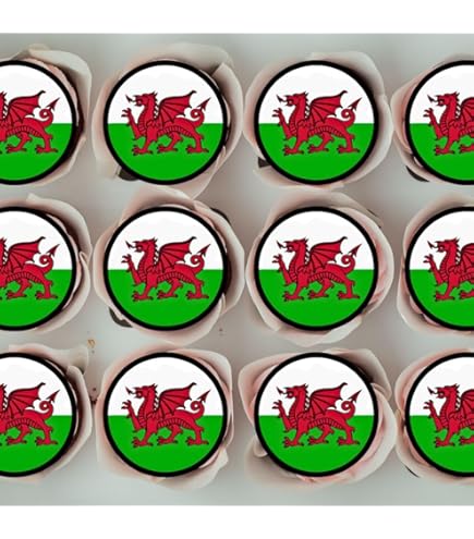 Lot De 14 Décorations Cupcakes Pays De Galles St David – Pics Carton 5-17 Cm, Autocollants – Pour Fêtes Thème Gallois